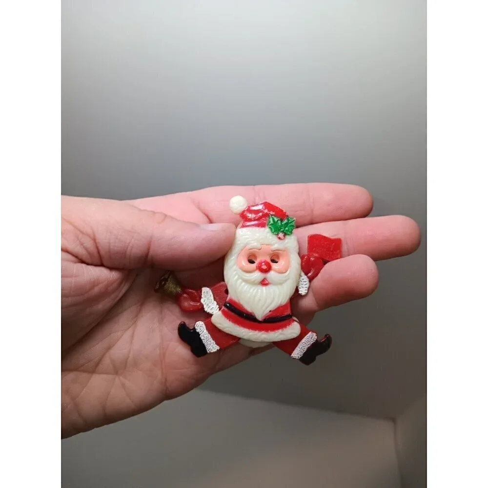 Christmas Santa Doll Moving Extremities Eyes Open And Close Vintage Brooch